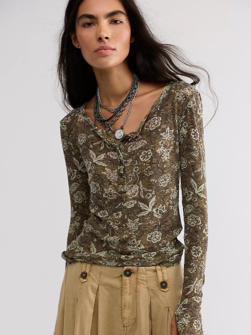 NWT We The Free Floral Haze Henley
